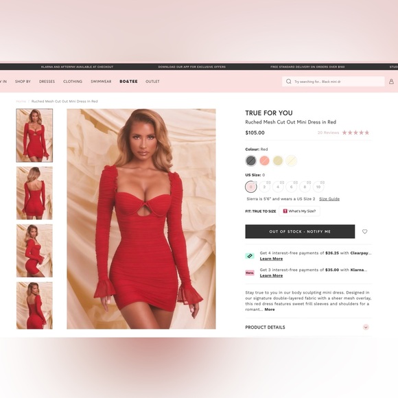 SOLD OUT Oh Polly - TRUE FOR YOU
Ruched Mesh Cut Out Mini Dress in Red UK 8 US 4 - Picture 4 of 6